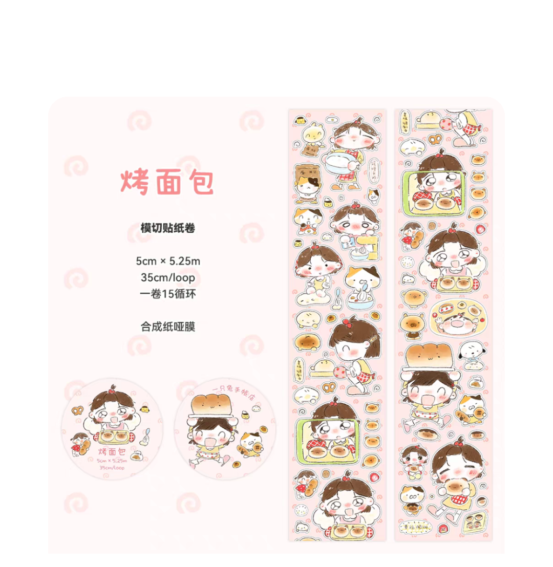 Hand-Drawn Cute Girl series sticker rolls