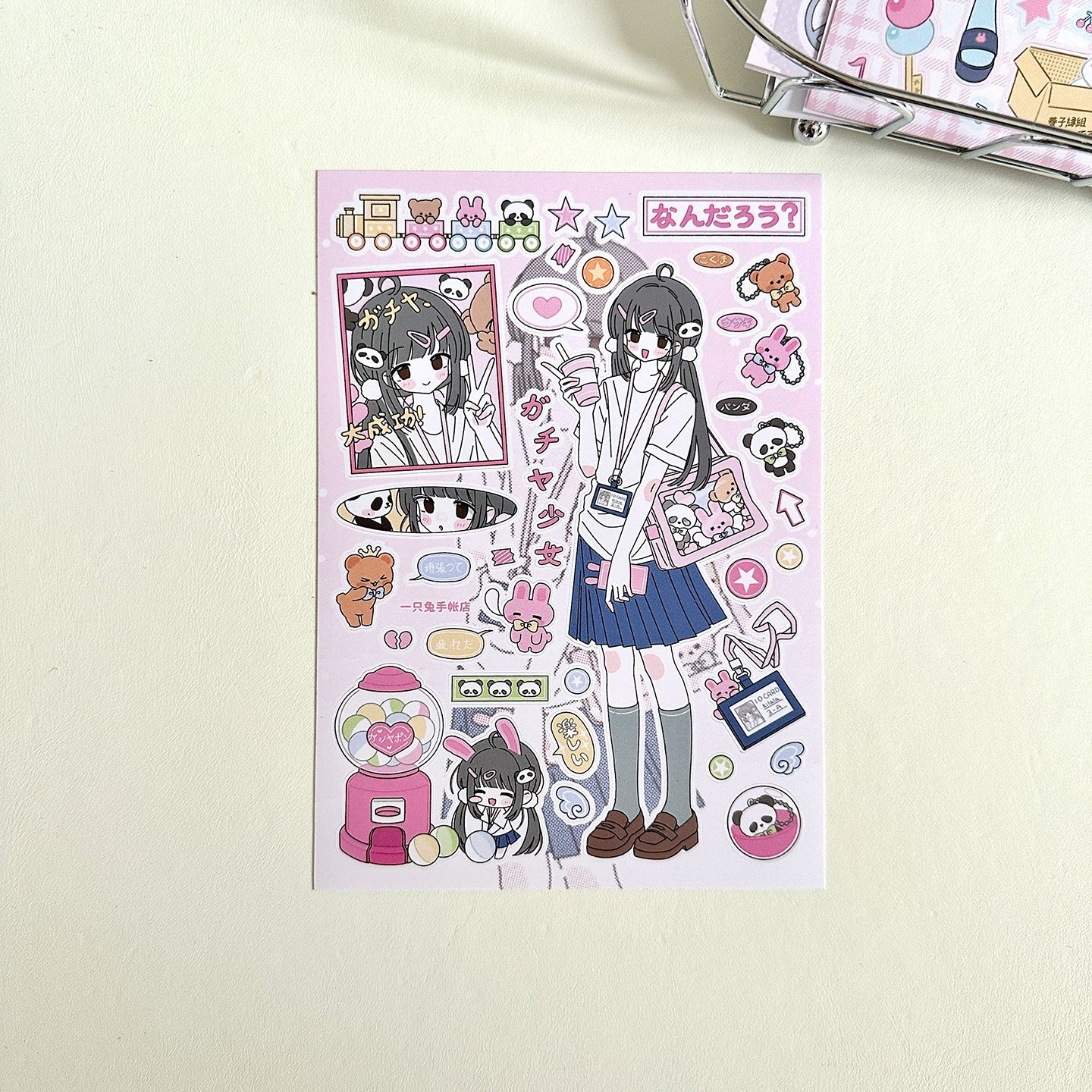 A rabbit hand account, original character sticker, sweet and cute girl die-cut goo card decorative sticker hand account material