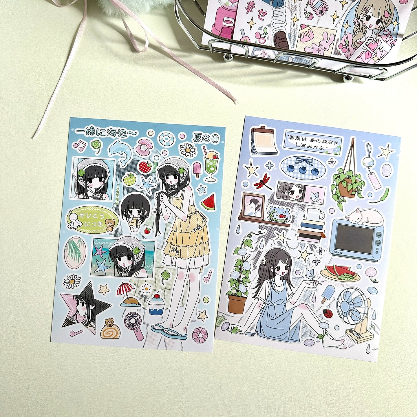 A rabbit hand account, original character sticker, sweet and cute girl die-cut goo card decorative sticker hand account material