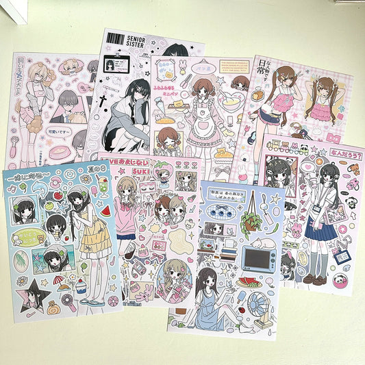 A rabbit hand account, original character sticker, sweet and cute girl die-cut goo card decorative sticker hand account material