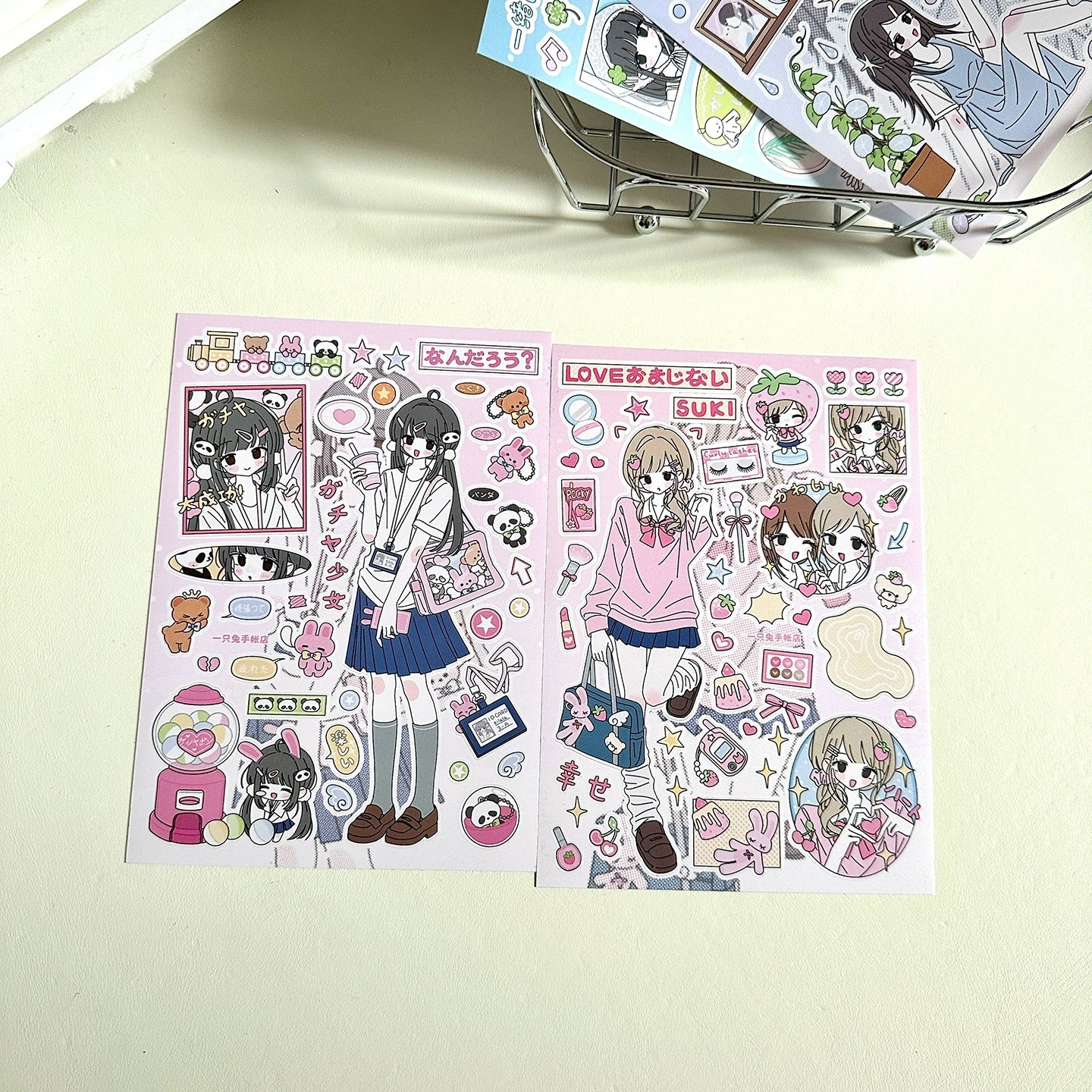 A rabbit hand account, original character sticker, sweet and cute girl die-cut goo card decorative sticker hand account material