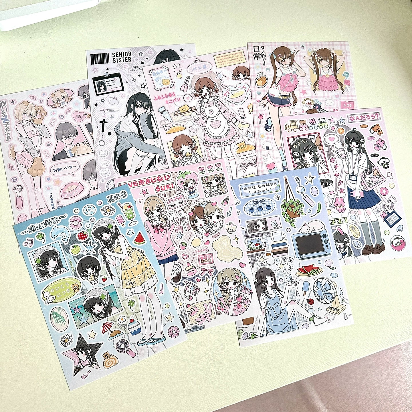 A rabbit hand account, original character sticker, sweet and cute girl die-cut goo card decorative sticker hand account material