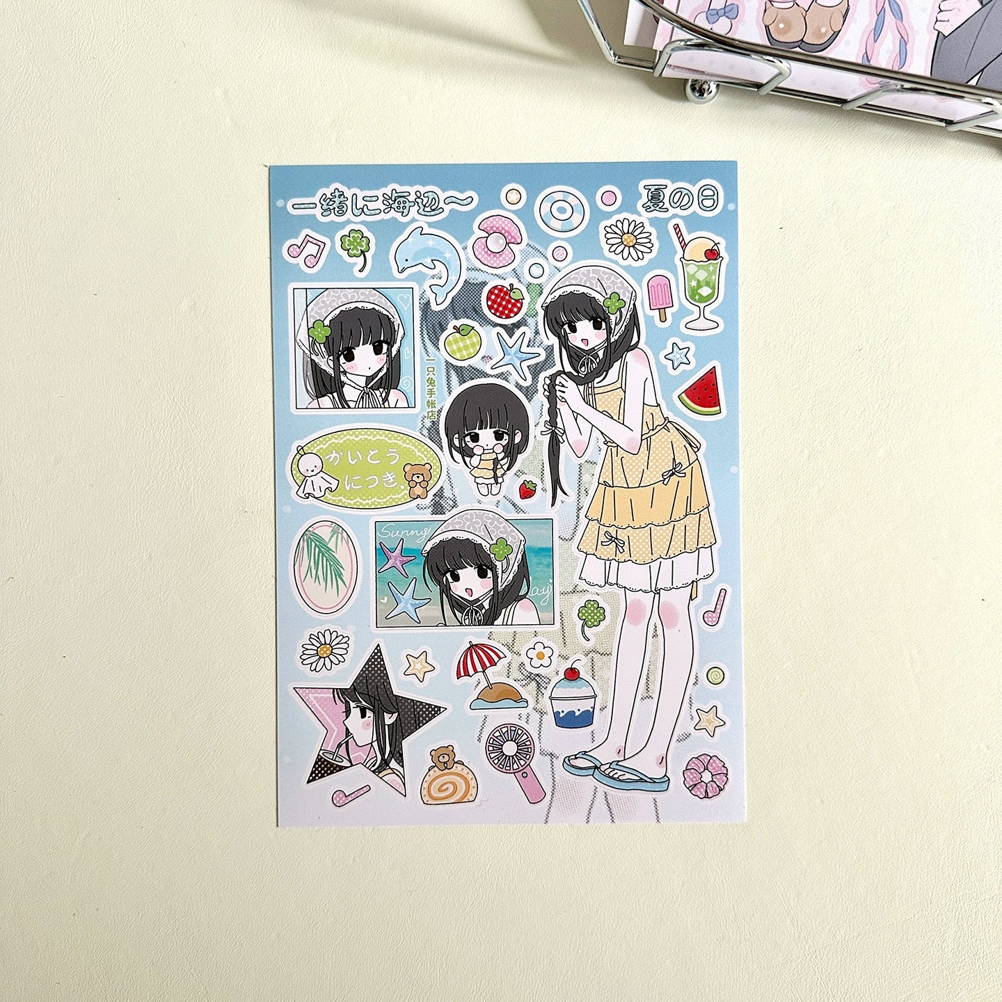 A rabbit hand account, original character sticker, sweet and cute girl die-cut goo card decorative sticker hand account material