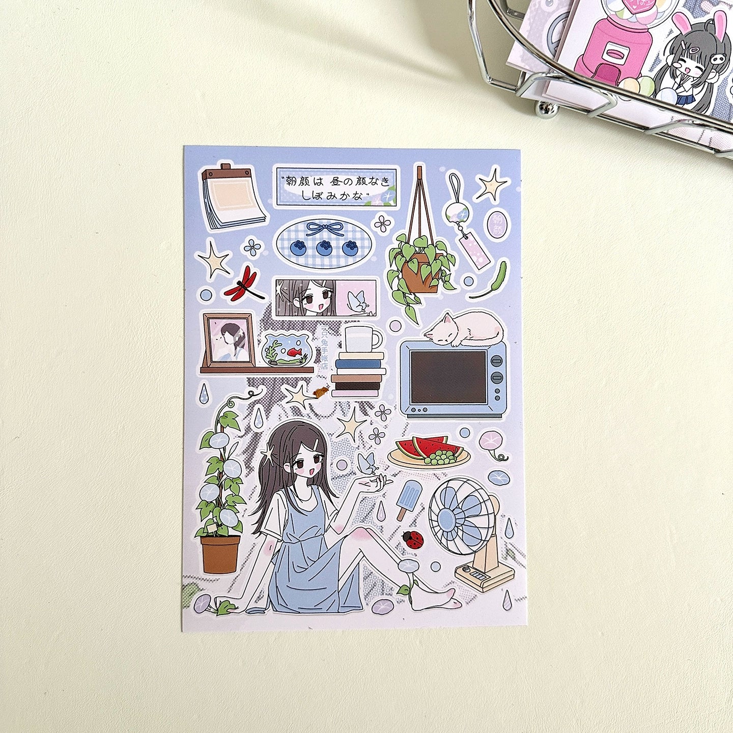 A rabbit hand account, original character sticker, sweet and cute girl die-cut goo card decorative sticker hand account material