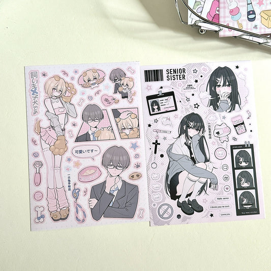 A rabbit hand account, original character sticker, sweet and cute girl die-cut goo card decorative sticker hand account material