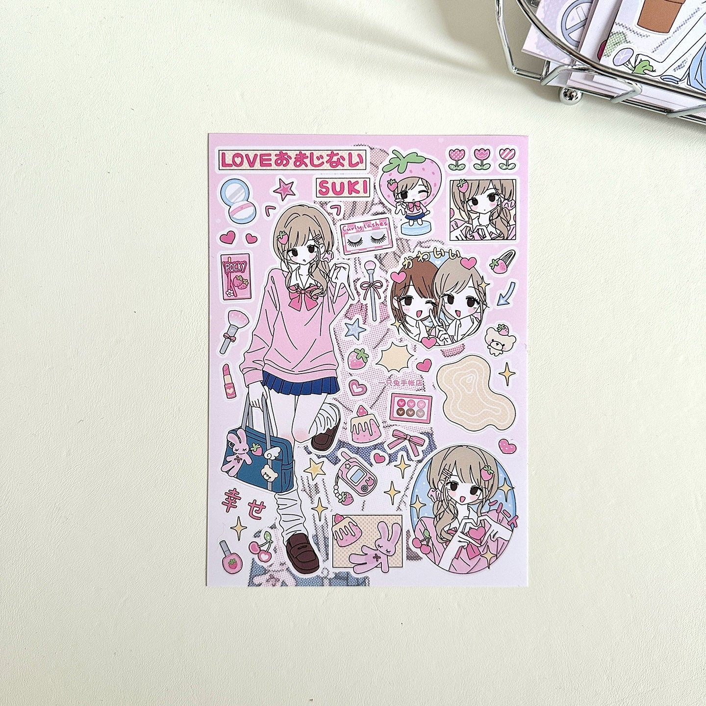 A rabbit hand account, original character sticker, sweet and cute girl die-cut goo card decorative sticker hand account material
